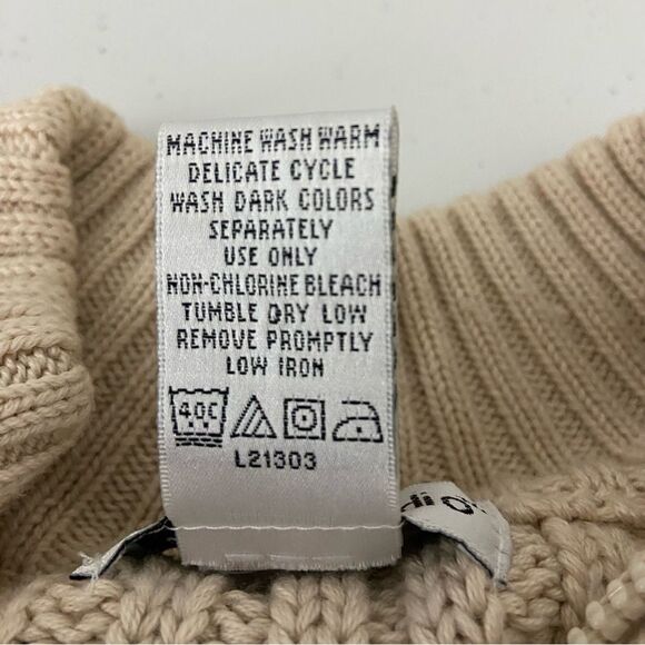 Vtg Chelsea Studio Womens XL Cream Chunky Cable Knit Cardigan Zip Up Cabin Comfy - Picture 6 of 12